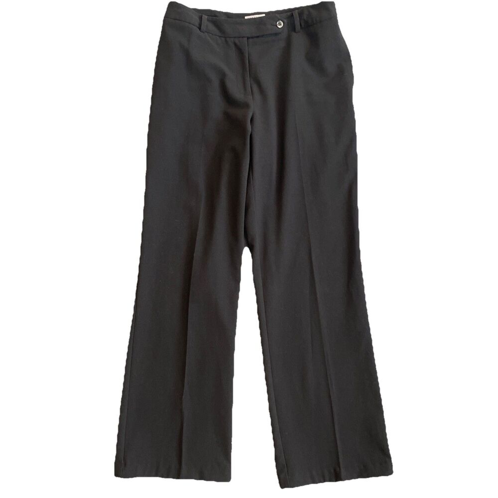 Rena Rowan Ladies Black Stretch  flat-front straight-leg Slacks Sz 6 Career Wear